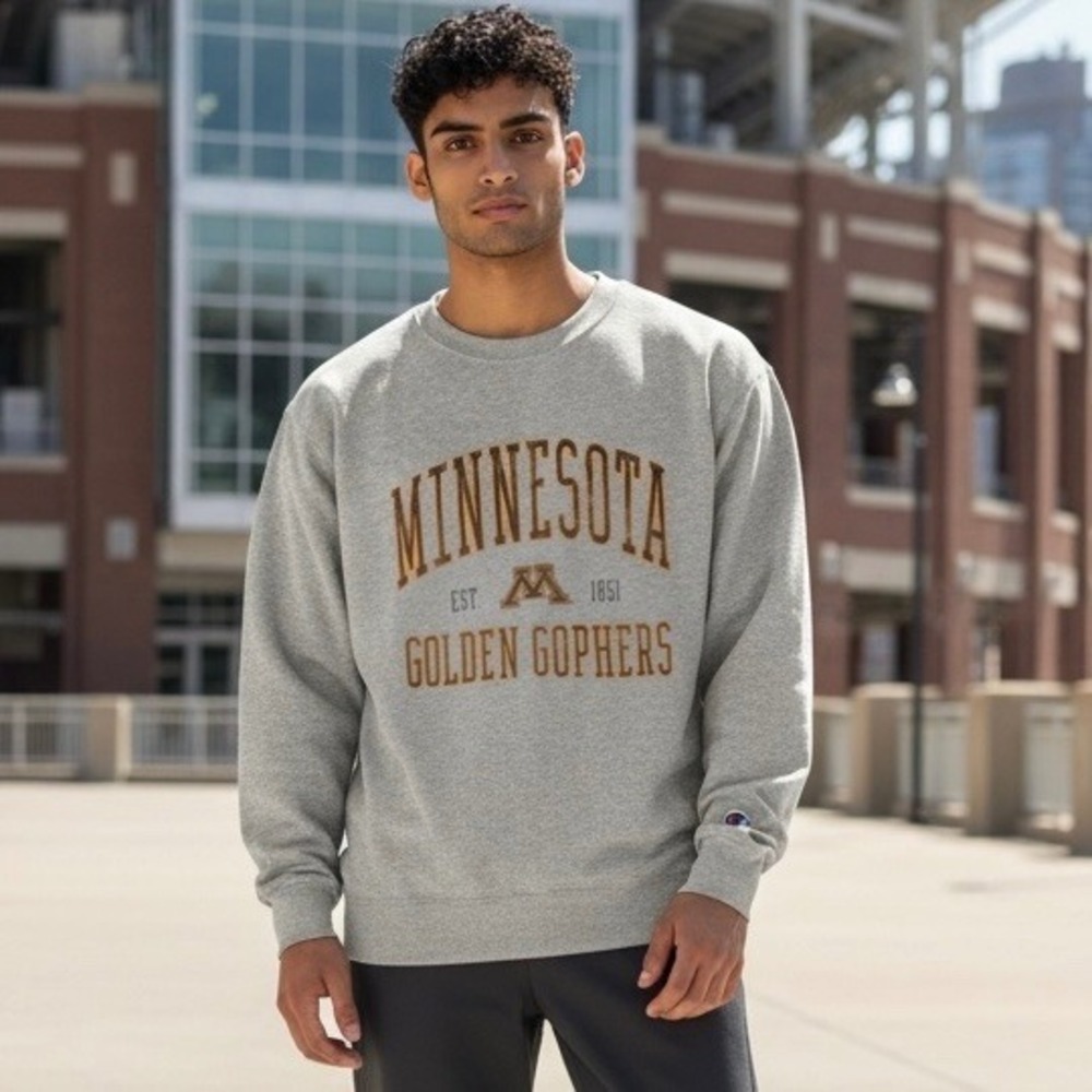 Champion Sweatshirt Mens Medium Grey NWT Minnesota Golden Gophers Crewneck
